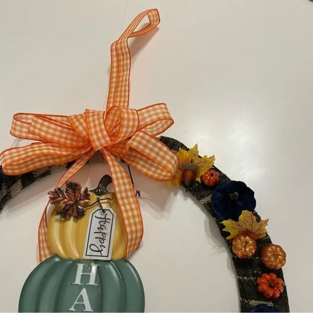 Happy Harvest Pumpkin Wreath Fall Autumn Decor 18